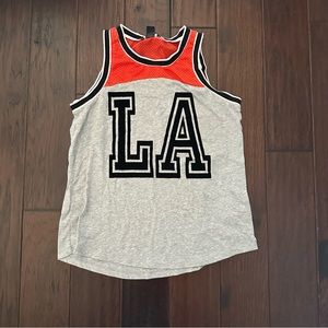H&M Los Angeles LA Faux Jersey Style Tank with Mesh & Velvet Detailing, Size M